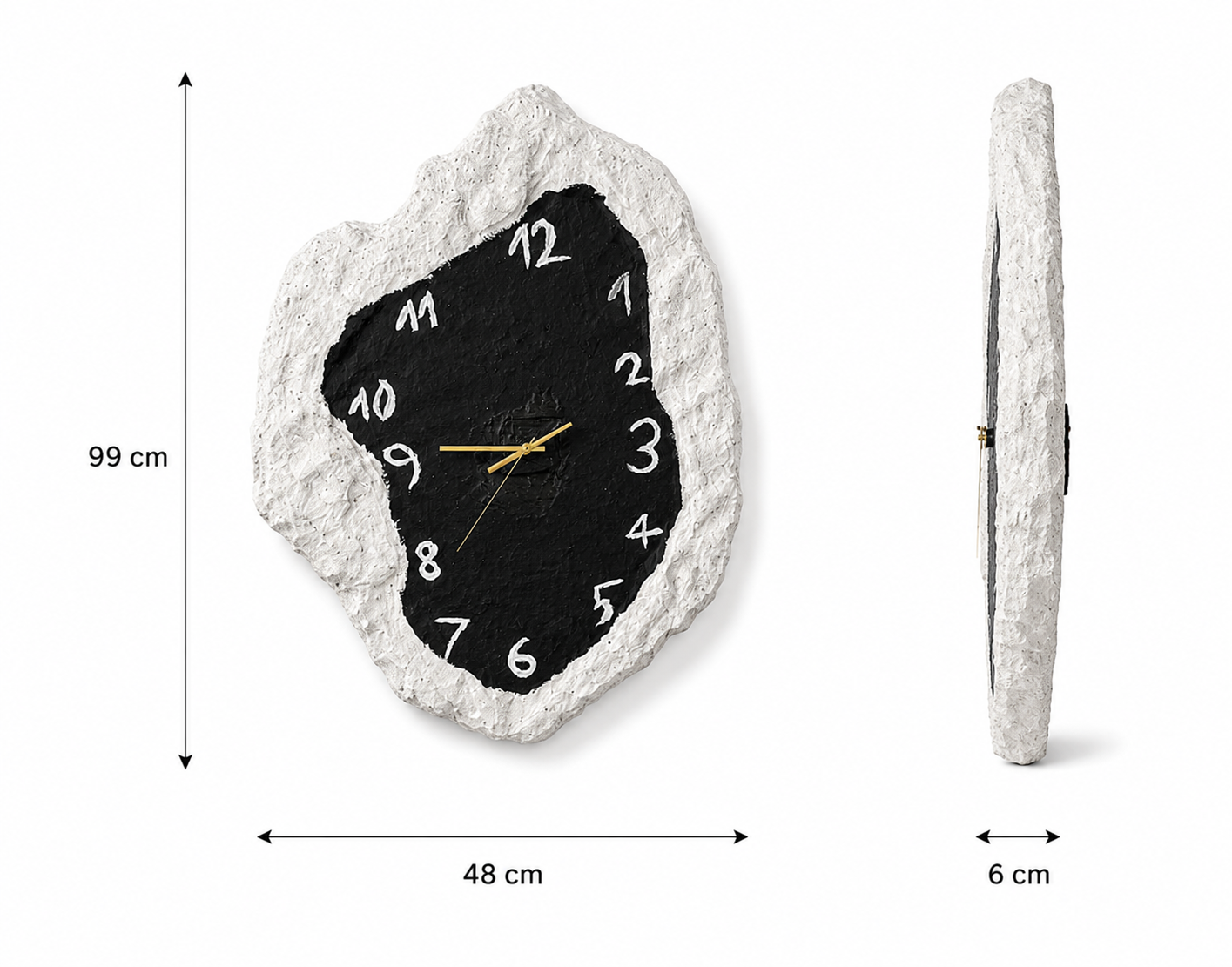 Skulpturale handgefertigte Wanduhr – Mineralisches Gleichgewicht