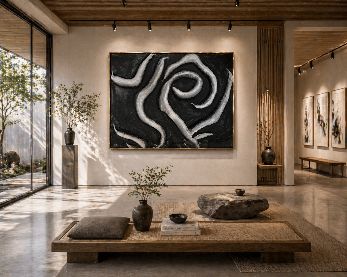 ROSA NERA – Abstrakte Premium-Wandkunst in Blütenform