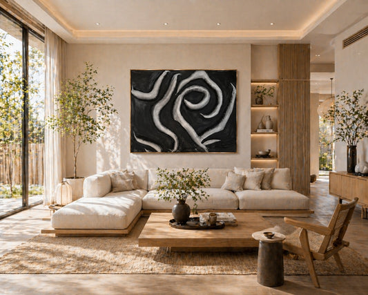 ROSA NERA – Abstrakte Premium-Wandkunst in Blütenform